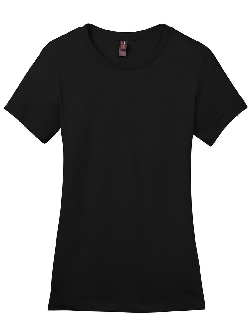 District Women's Perfect Weight V-Neck Tee - Jet Black, Soft Ring-Spun Cotton