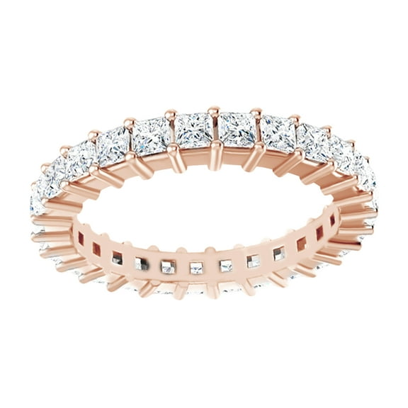 AFFY Princess Cut White Natural Diamond Eternity Band Ring In 14K Solid Rose Gold (1.9 Ct) By