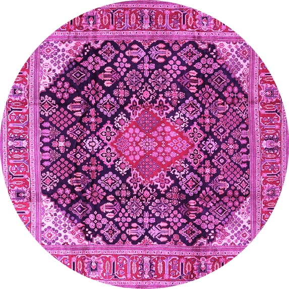 Ahgly Company Indoor Round Medallion Pink Traditional Area Rugs, 8' Round