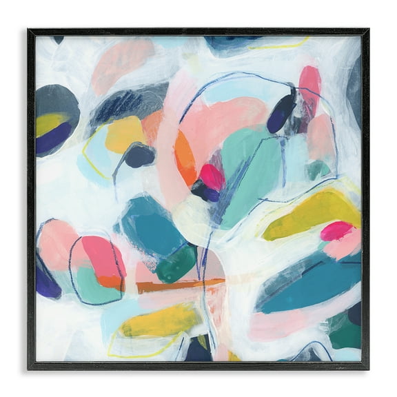 Stupell Industries Fun Shapes Impression Abstract Painting Black Framed Art Print Wall Art, 12 x 12