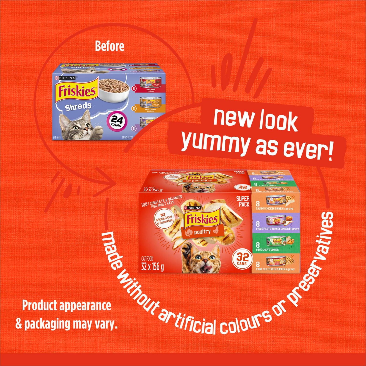 Friskies Poultry Super Pack, Wet Cat Food 32 X 156g, 156 g x 32