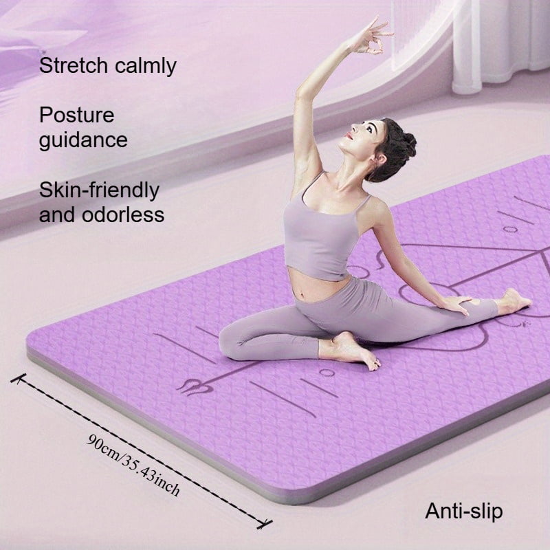 Oversized for Yoga Mat for Both Genders, Extra Cushioned TPE Fitness Mat for Home Workouts, Non-Slip, Exercise Mat for Yoga, Pilates, Stretching, And Meditation