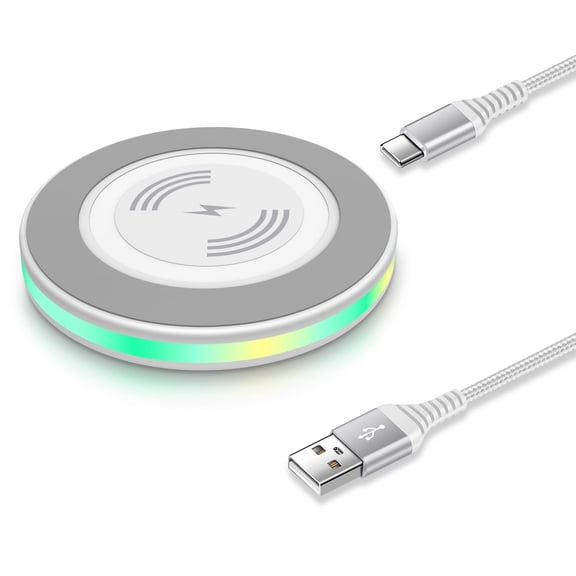 ABCPOW 15W Fast Wireless Charger Samsung Android Fast Charging Pad Wireless Charger Mat Wireless Charger Station Compatible for iPhone 17 16 15 14 Samsung Galaxy S25 S24 S23 S22,White