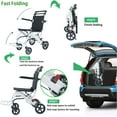 thumbnail image 5 of Portable Folding Transport Wheelchair, Travel assistive wheelchair Only Weight 16Lbs Support 200Lbs, White, 5 of 6