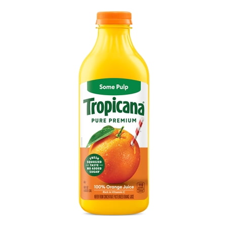 Tropicana Pure Premium 100% Orange Juice Original, Some Pulp, No Sugar Added, 46 fl oz