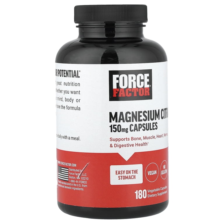 Force Factor Magnesium Citrate, 150 mg, 180 Vegetable Capsules