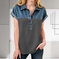 thumbnail image 6 of akafmk Girls Denim Shirts Button Up Lapel Collar Short Sleeve Casual Summer Jean Blouses Shirts 4-15 Years, 6 of 7