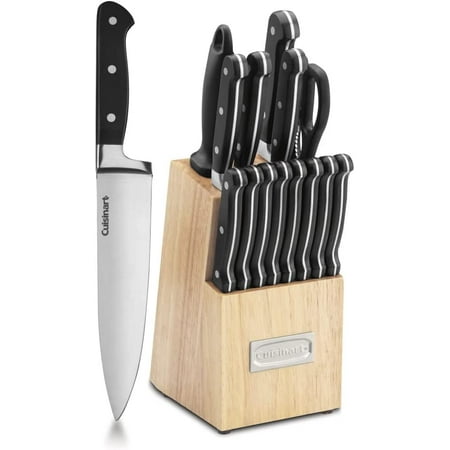 

practical Cuisinart C77WTR-15P Classic Forged Triple Rivet 15-Piece Knife Set with Block Superior High-Carbon Stainless Steel Blades for Precision and Accuracy White