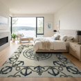 thumbnail image 3 of ODIKA 9'x12' Washable Area Rug Low Pile, Flatwoven, Motif With Vintage Nautical Compass Accents Sea Turtle Summer Playful Expressive for Great Room, Indoor Concept, Large Living, 3 of 7