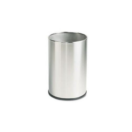 European & Metallic Series Wastebasket, Round, 5 gal, Satin Stainless
