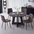 thumbnail image 7 of Set of 4 Velvet Dining Chairs - Mid Century Modern Dinning Chair, Upholstered Cushion Seat, Square-Patterned Backrest, Brown, Dinner Chairs with Metal Legs for Dining Living Room, Bedroom, 7 of 7