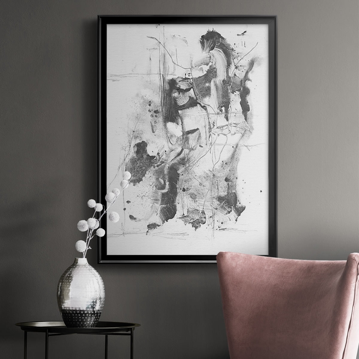 Graphite Abstract I Premium Framed Print, in Gold, Black, or Silver - Ready to Hang
