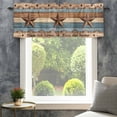 thumbnail image 4 of Western Texas Star Retro Farmhouse Short Window Curtain Valances, Vintage Farmhouse Blue Brown Wood Grain Rod Pocket Kitchen Valances for Living Room Bedroom Bathroom Cafe 54" x 18", 4 of 8