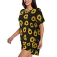 thumbnail image 2 of Wukai Sunflowers Print Women's Pajama Set - Short-Sleeve Top and Shorts with Elastic Waistband and Pockets for Loungewear, Yoga, and Casual Wear-4X-Large, 2 of 8