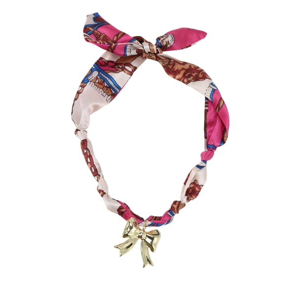 Unique Bargains 1 Pc Versatile Scarf Necklace with Charm Adjustable Tie Statement Choker for Women Rose Red Brown