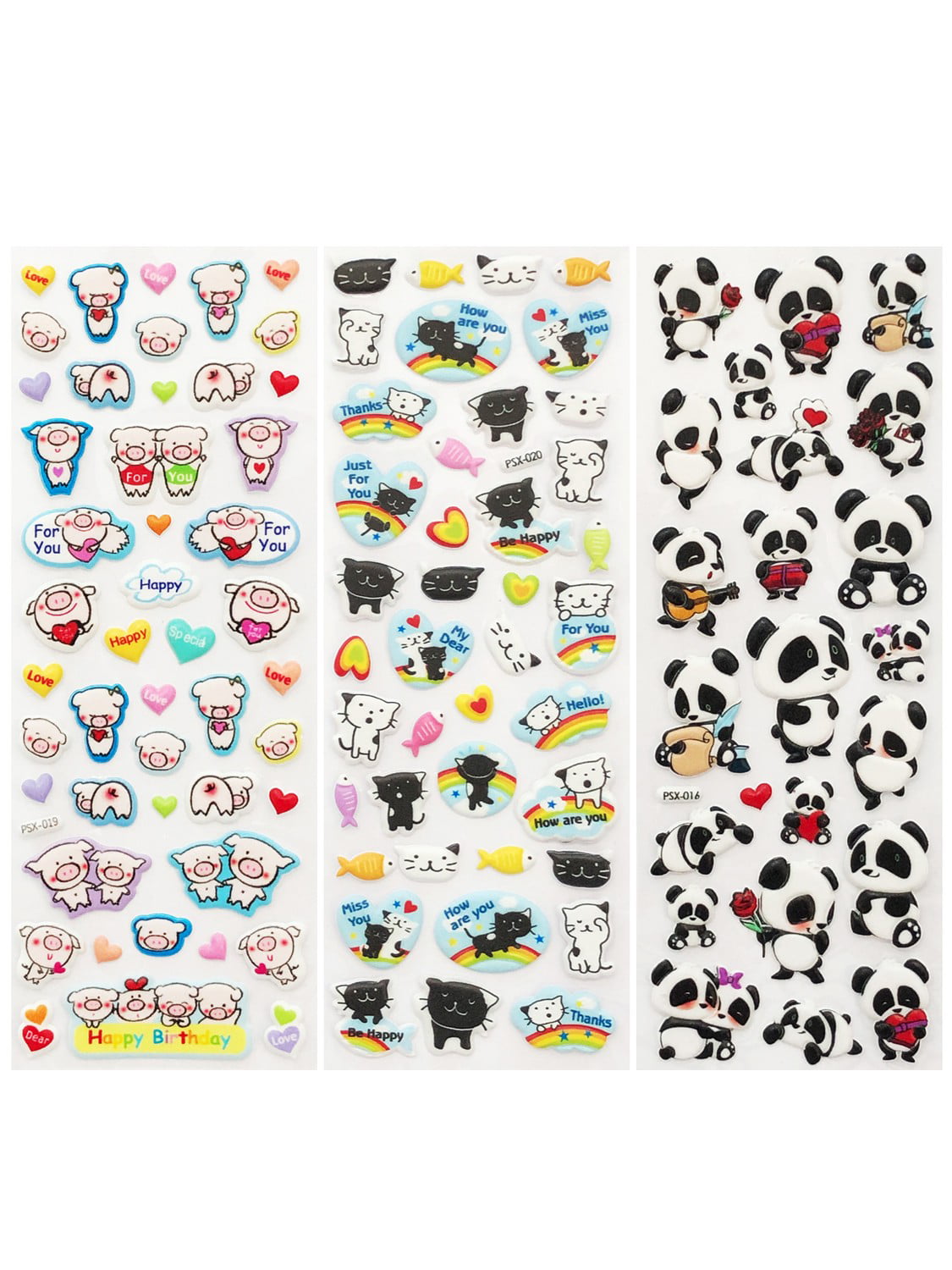 Wrapables 3D Puffy Stickers for Scrapbooking, (5 Sheets) Piggies Kitties &  Pandas, 5 Sheets - Harris Teeter