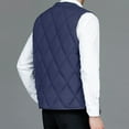 thumbnail image 3 of ZCFZJW Men's Winter Warm Outdoor Padded Puffer Vest Thick Fleece Lined Sleeveless Jacket Casual Button up Outwear Coat with Pockets Navy L, 3 of 5