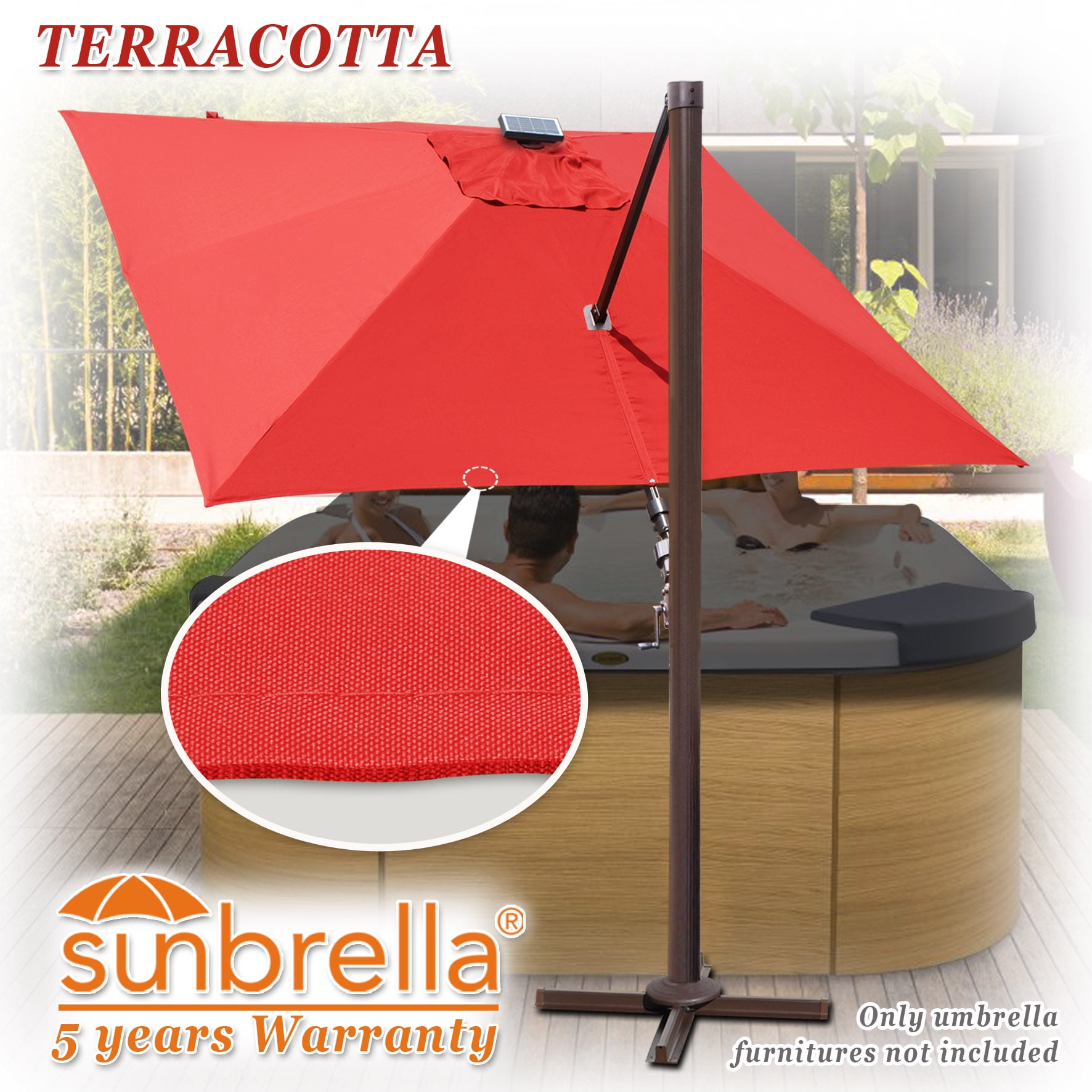 Strong Camel 10'x10' Deluxe Anti-wind Cantilever Sunbrella Roma Umbrella Heavy duty Offset Solar Umbrella