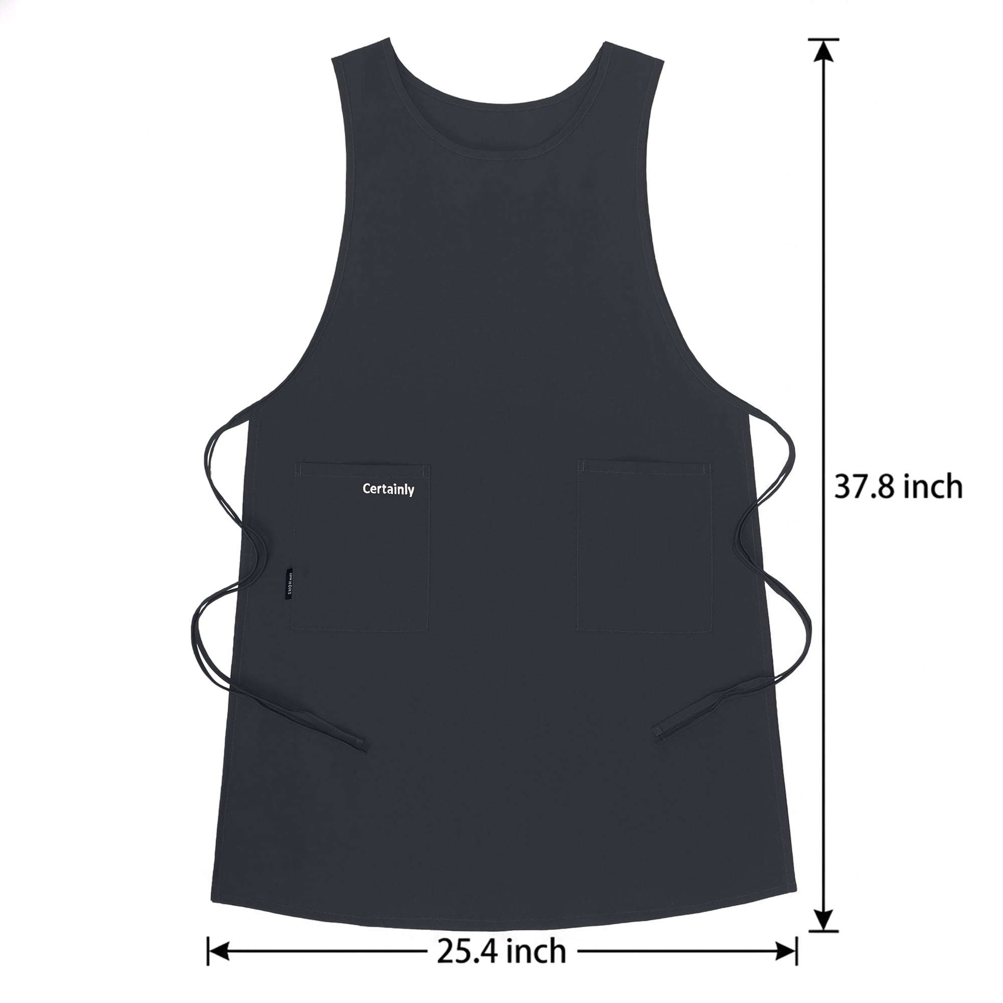 Unique Bargains Women's Kitchen Apron Cooking Apron with Pockets 25.4x37.8in Black