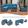 thumbnail image 2 of 7-Piece Modular Patio Furniture Set, u-Shaped PE Rattan Wicker Sectional Sofa with Glass Coffee Table & Waterproof Cushions, Outdoor Conversation Set for Deck, Backyard, Poolside and Garden, 2 of 8