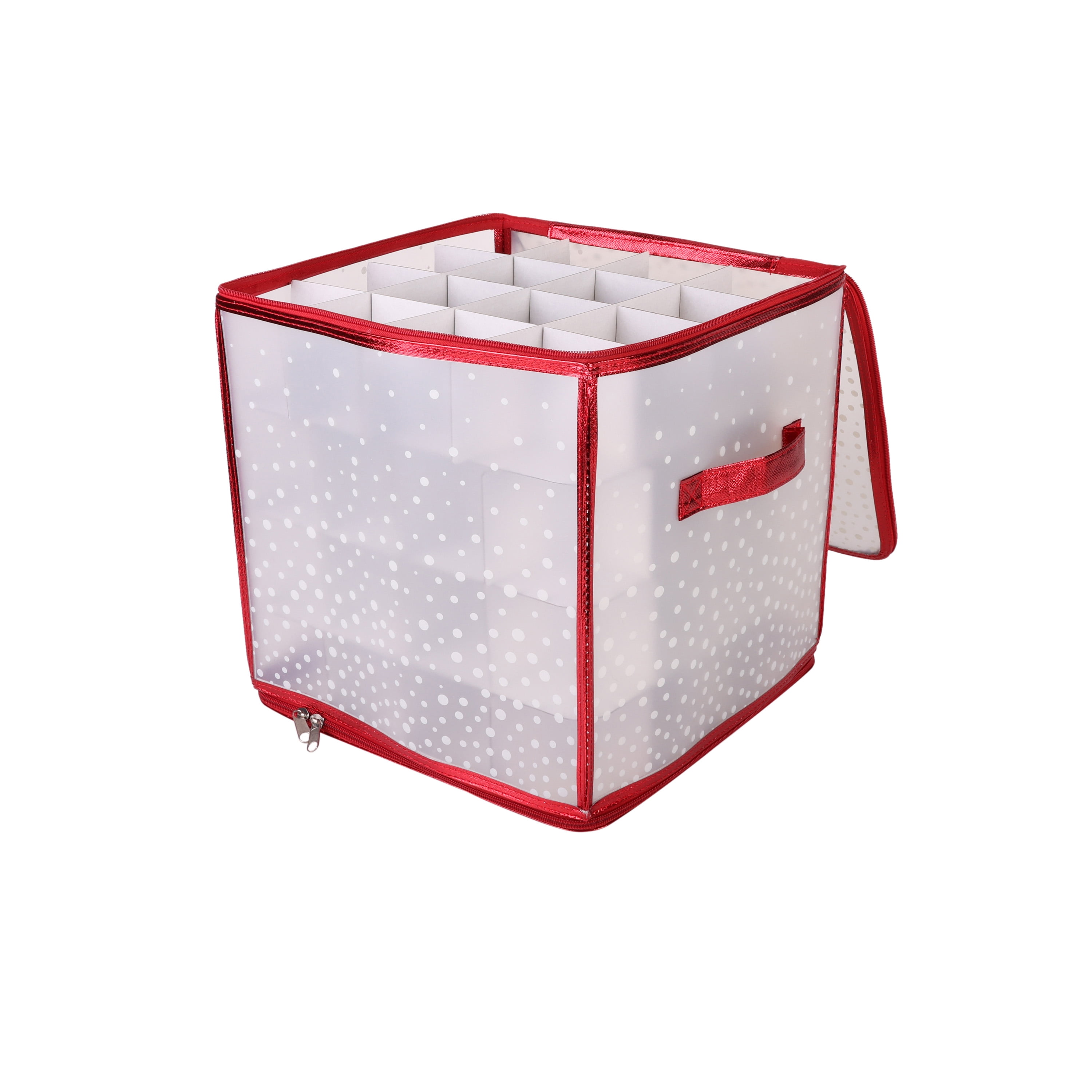 Simplify 64-Count Plastic Ornament Organizer Storage Box, Red