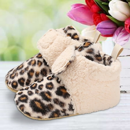 

TOWED22 Toddler Winter Boots Baby Fleece Booties Newborn Warm Slippers Infant Toddler Winter Boots With Non Slip Bottom Beige