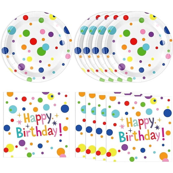 40 Piece Happy Birthday Party Tableware Set Plates and Napkins