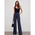thumbnail image 6 of Women Wide Leg Pants Summer High Waisted Business Casual Work Dress Pants Trousers Slacks Navy Blue L, 6 of 9
