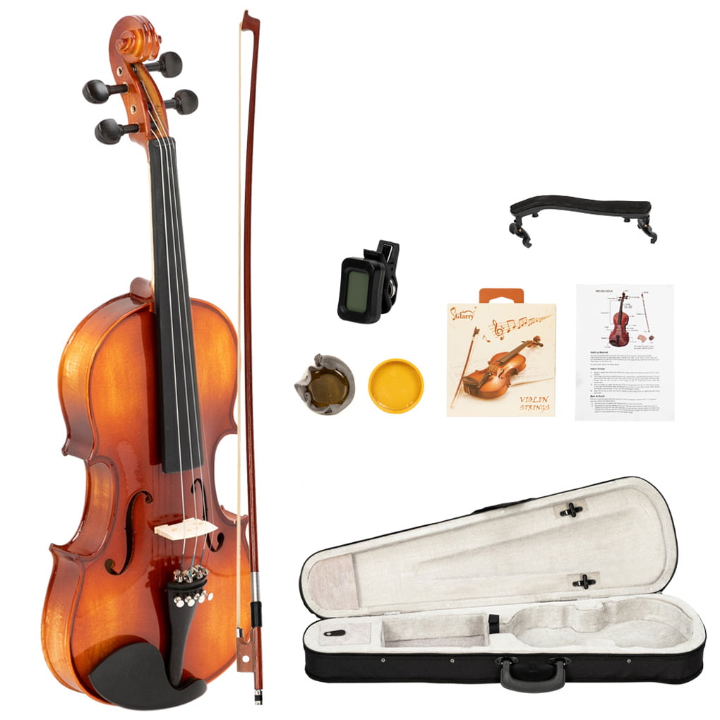 Affordable Musical Instrument for Kids Beginners Students Adults Glarry 4/4 Acoustic Matt Violin Case Bow Rosin Strings Shoulder Rest Tuner Natural Violin Set 