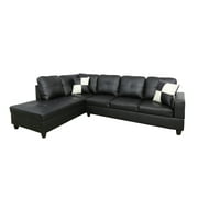 LIFESTYLE L Shape Sectional Sofa Sets with  Waist Pillows for Living Room, Black