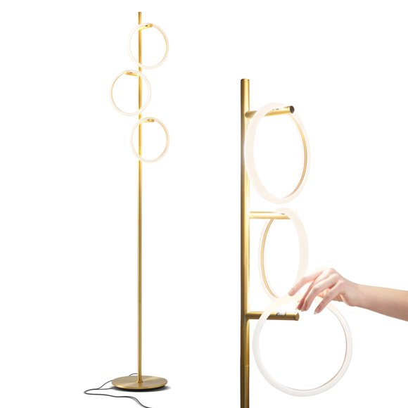 Brightech Lampe sur Pied Saturn, Superbe Déco de Salon, Grande Lampe Contemporaine sur Pied pour Bureaux, Salons, avec 3 Têtes DEL pour Chambre R