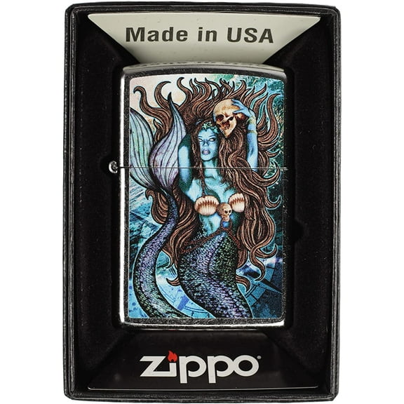 Mermaid Siren Design - Street Chrome Zippo Lighter