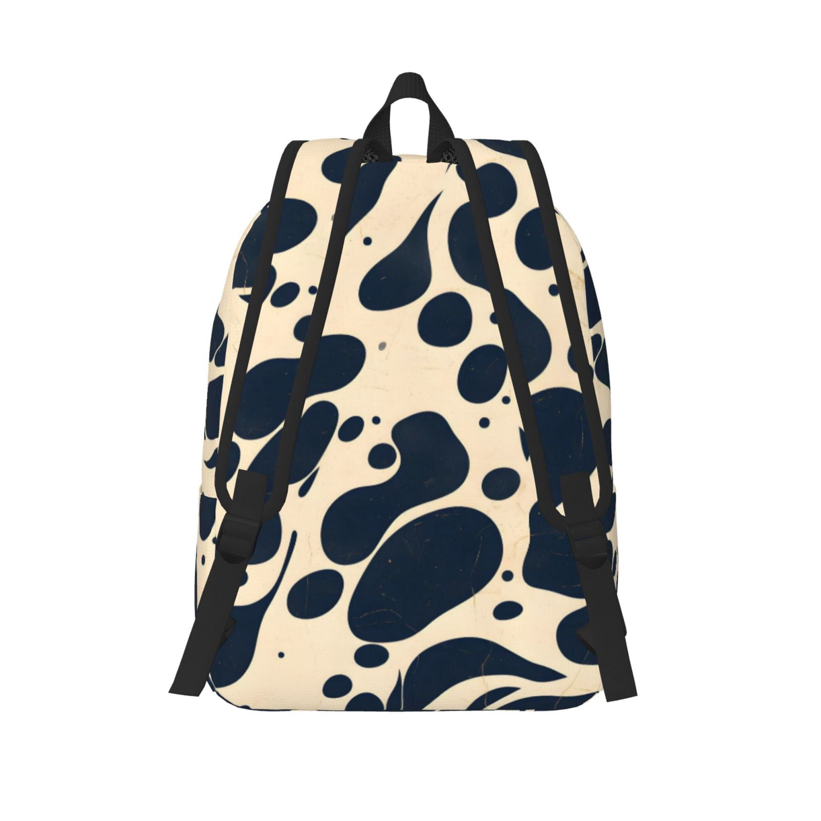 Casual Canvas Backpack Without Interlayer Large Capacity Stick Bag Design For Outdoor Shopping Office Outdoor Sports Milk Cow Skin Print Style Darkvoilet_1 Medium