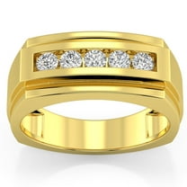 Pompeii3 1/2Ct Men's Five Stone Diamond Brushed Ring in 14k Yellow Gold (G/H,I1)