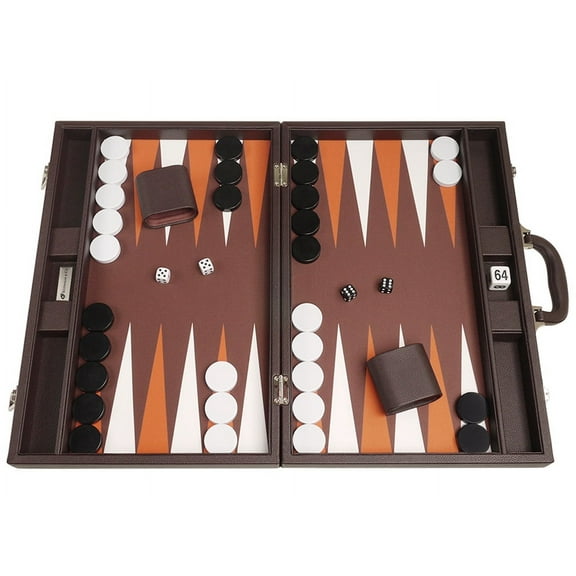 Silverman & Co. 19-inch Premium Backgammon Set - Large - Dark Brown