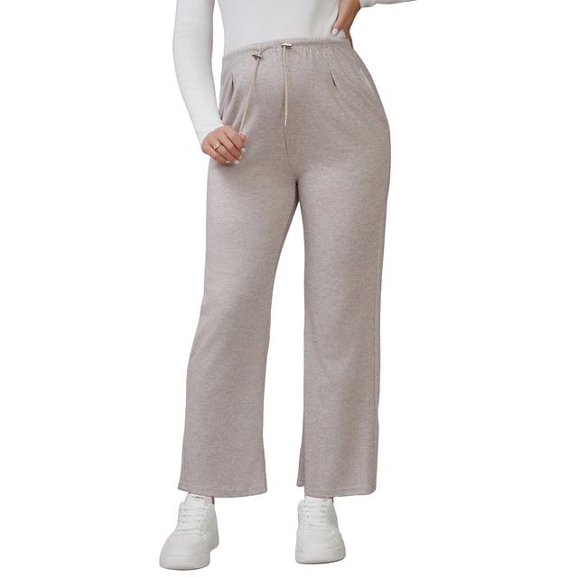 Pantalones de maternidad de mujer INSPIRE CHIC con cintura elástica, cordón, sobre el vientre, de pierna ancha, con bolsillos, talla L, color caqui
