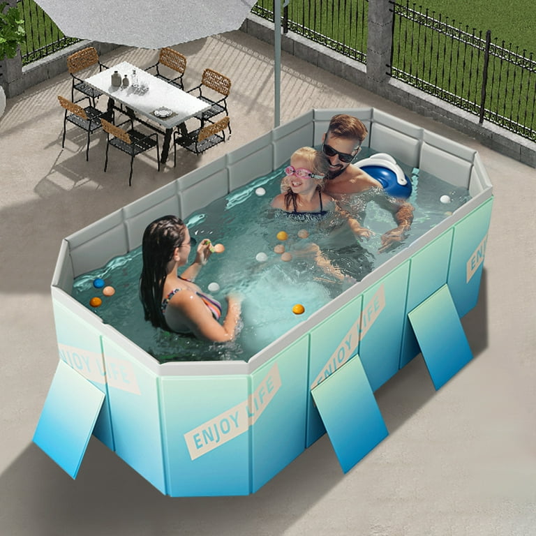 Hurber Foldable Swimming Pool, Large Non-Inflatable Adults Kids