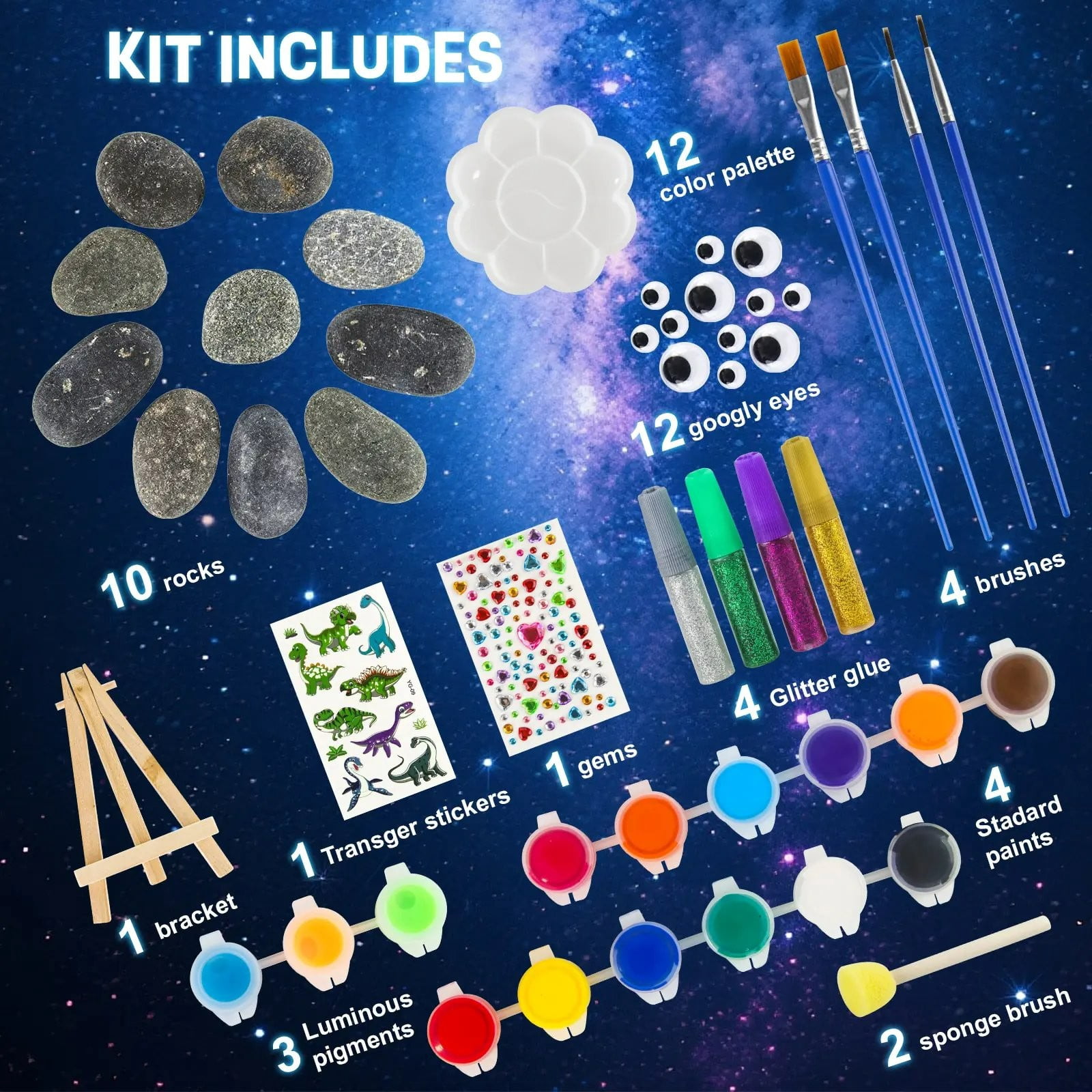 Rock Painting Kit,Glow in The Dark,Easter Gifts Arts & Crafts,Craft Activities Kits,Creative Art Tools
