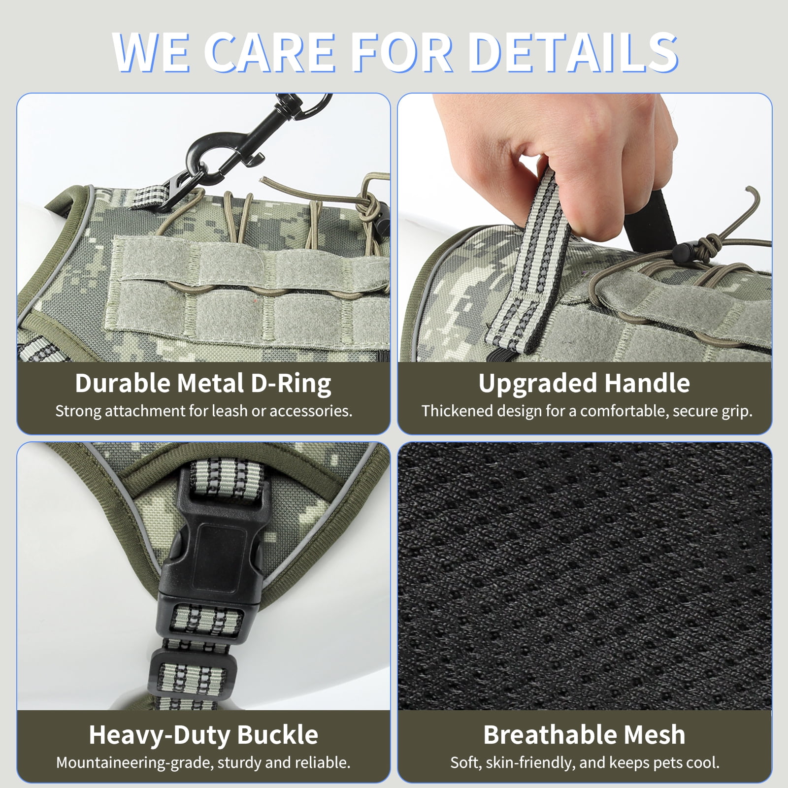 NOYAFA No Pull Dog Harness for Large Dogs,No Choke Dog Harness with Handle, Adjustable Reflective Soft Padded Pet Harness for Training, Walking