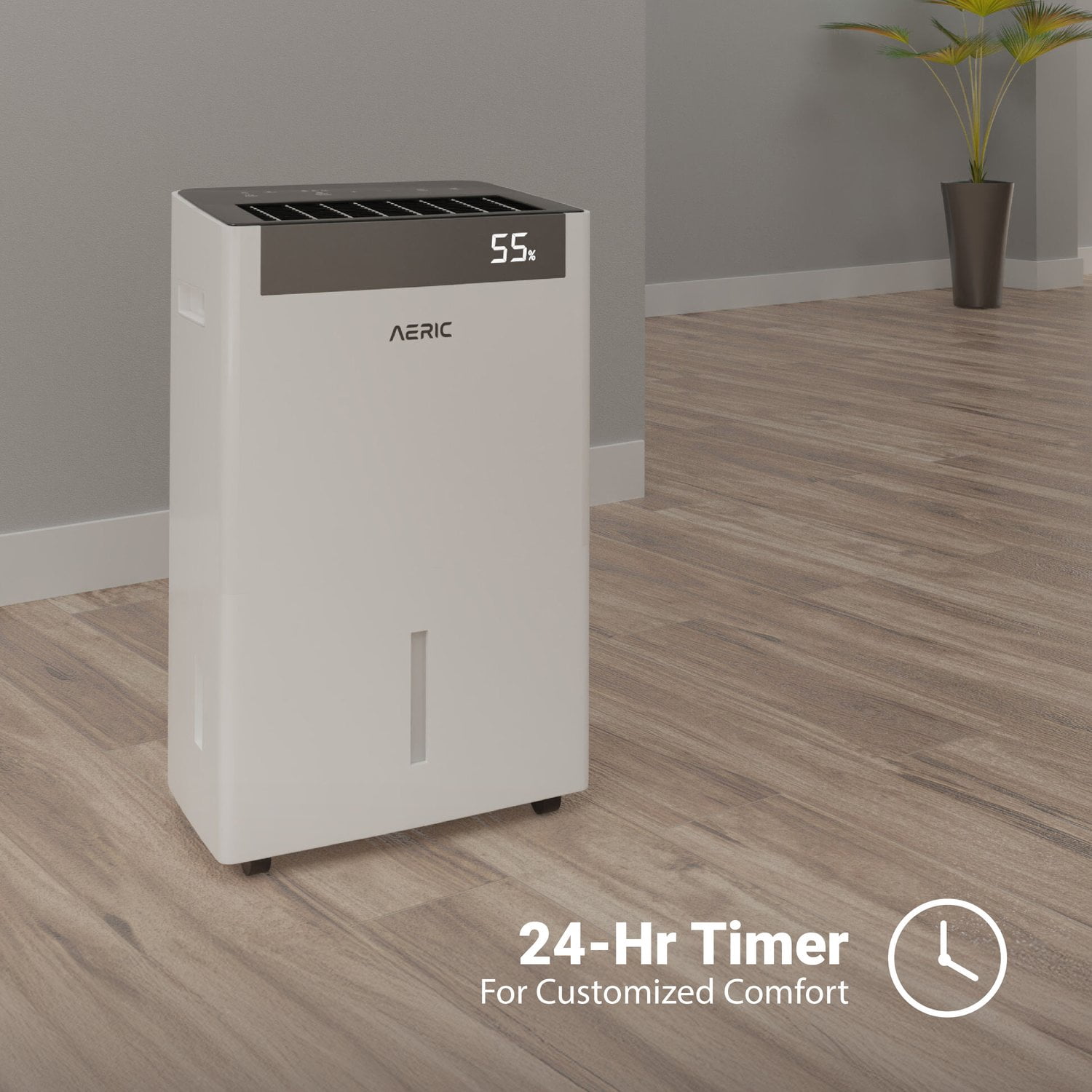 Aeric 50-Pint 4500 Sq Ft Large Portable Dehumidifier with Cooling Fan & Drain Hose, White, AERD501P
