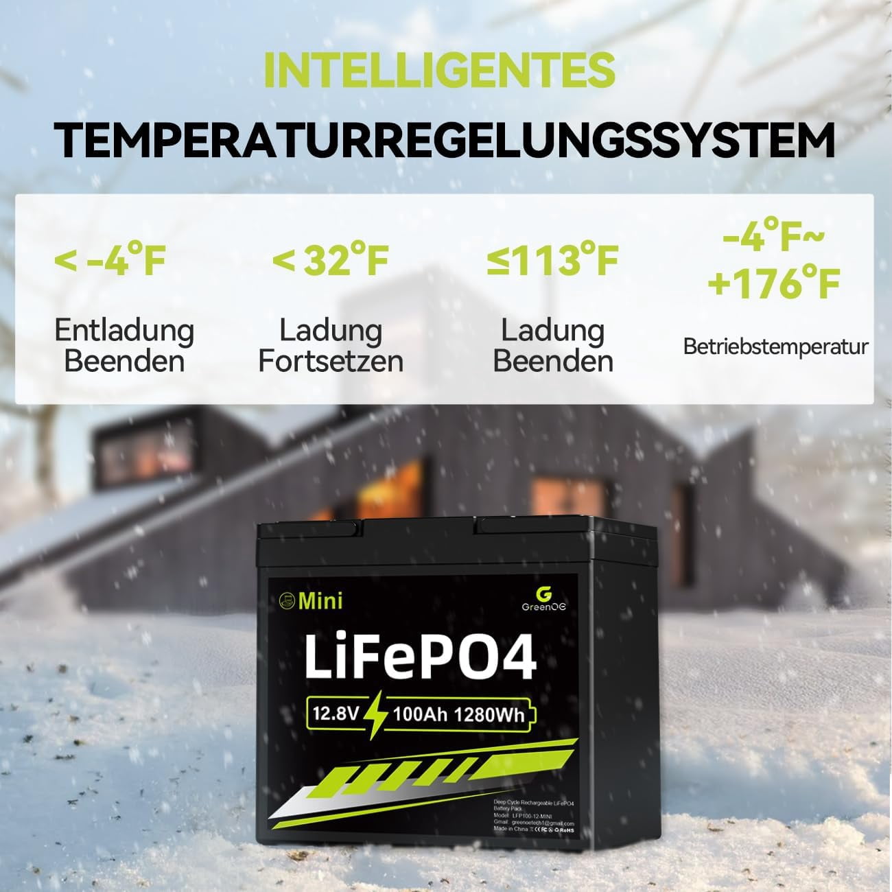 GreenOE 12V 100Ah Mini LiFePO4 Battery,Deep Cycle Battery with 100A BMS, 1280Wh, up to 15000 Cycles, Lithium Battery for RVs, Trolling Motor & Solar System