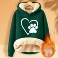 thumbnail image 1 of DPTALR Women's Winter Warm Plush Solid Pocket Long Sleeve Tops Hooded Sweatshirt, 1 of 4
