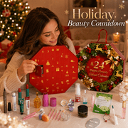 Red Christmas Beauty Advent Calendar, Makeup Gift Set with Skincare Items for Women, Holiday Countdown Surprise Box, 24 Days