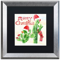 Trademark Fine Art "Xmas Cactus" Canvas Art by Lisa Powell Braun, Black Matte, Silver Frame
