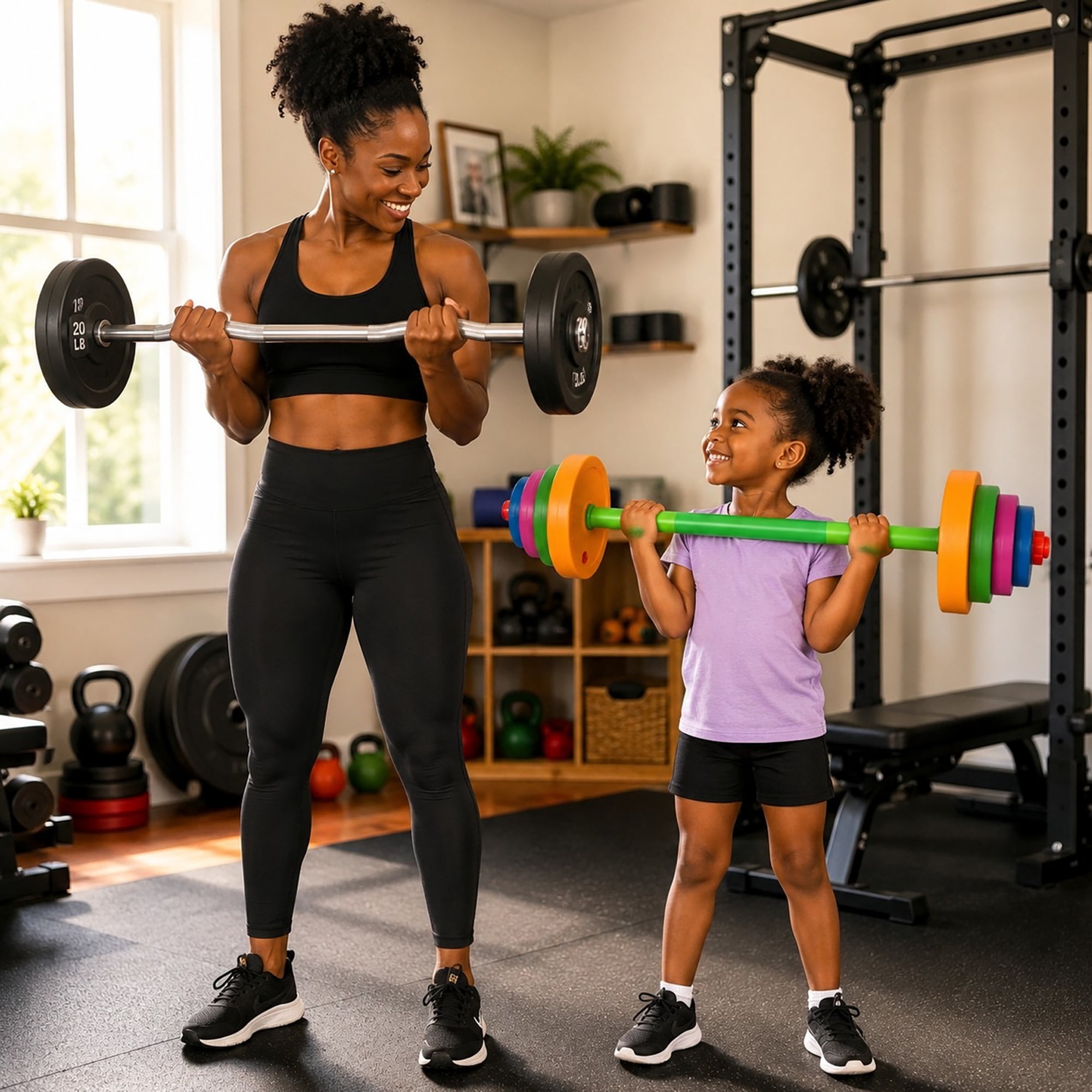 Easy Playhouse: Kids Weight Set - Barbell & Kettlebell - Colorful Toy Workout Fitness Equipment, Water-Sand Fillable Plates, Safe Plastic Gym Playset