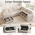thumbnail image 4 of YOKWOK 107.8 Inch Convertible Sectional Sofa for Living Room, Large L-Shaped 7 Seat Plush Ribbed Fabric Sofa with Pull Out Couch Bed, 3-In-1 Sleeper Sofa Bed with Hidden Storage Space, Beige, 4 of 9