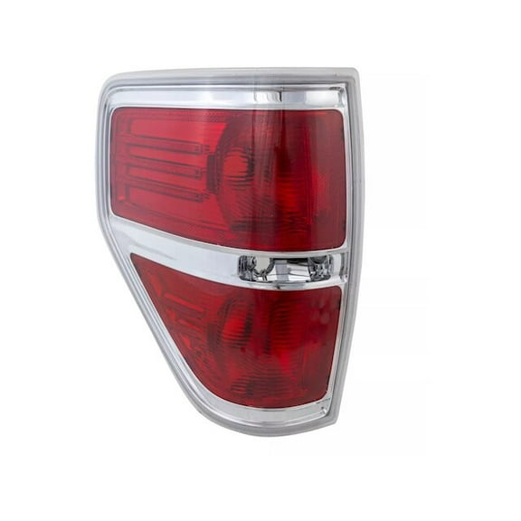 Left Driver Side Tail Light Housing - Compatible with 2009 - 2014 Ford F-150 (with Chrome Trim) 2010 2011 2012 2013