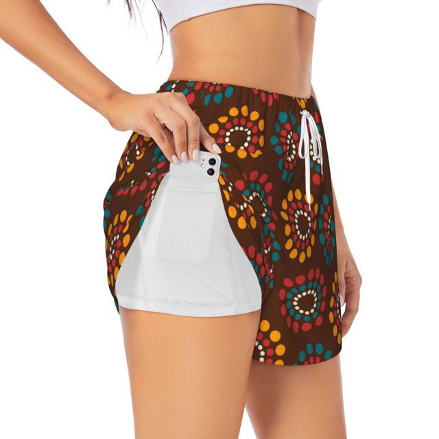Balery 60s and 70s Aesthetic1 Pantalones cortos deportivos para mujer con forro y dos bolsillos, elásticos, para entrenamiento, gimnasio, yoga-X-Large