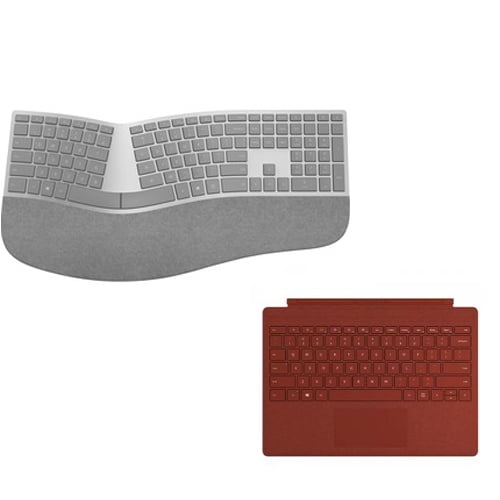 Microsoft Surface Ergonomic Keyboard Gray Microsoft Surface Pro Signature Type Cover Poppy Red Wireless Bluetooth Connectivity Qwerty Key Layout Made W Alcantara Material Large Trackpad For Walmart Com Walmart Com