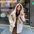 thumbnail image 4 of Chaqueta de invierno para mujer, abrigos cortos de plumón, gruesos, sueltos, cálidos, con capucha, chaquetas de plumón casuales de moda con contraste de colores para la calle principal, 4 of 5